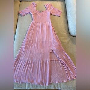 Abercrombie & Fitch Women's Short-Sleeve Midi Dress Textured Light Pink, Size S